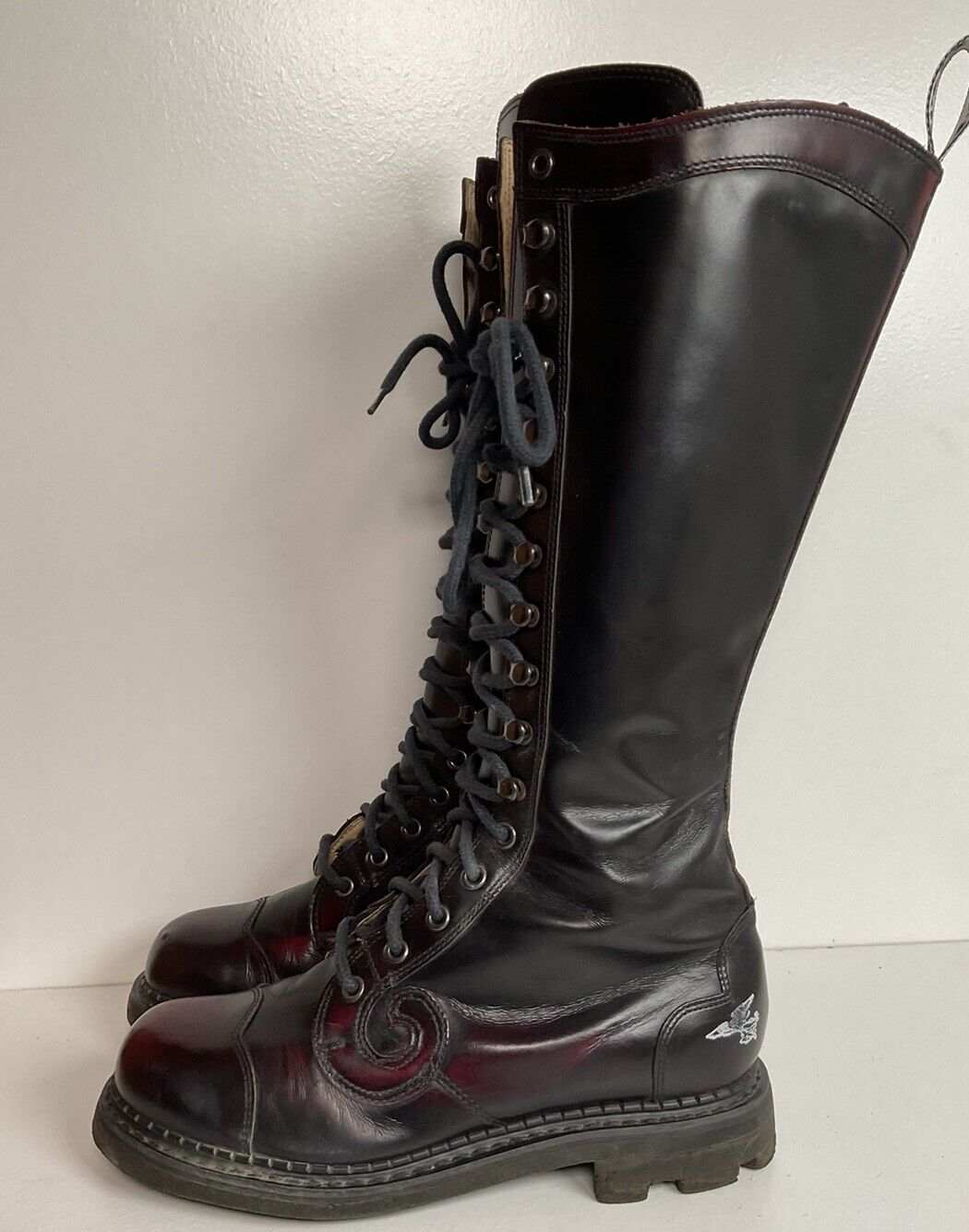 Vintage Fluevog Derby Swirl Angelic Lace Up Boots 7 UK  95 US Oxblood DDFT 90s