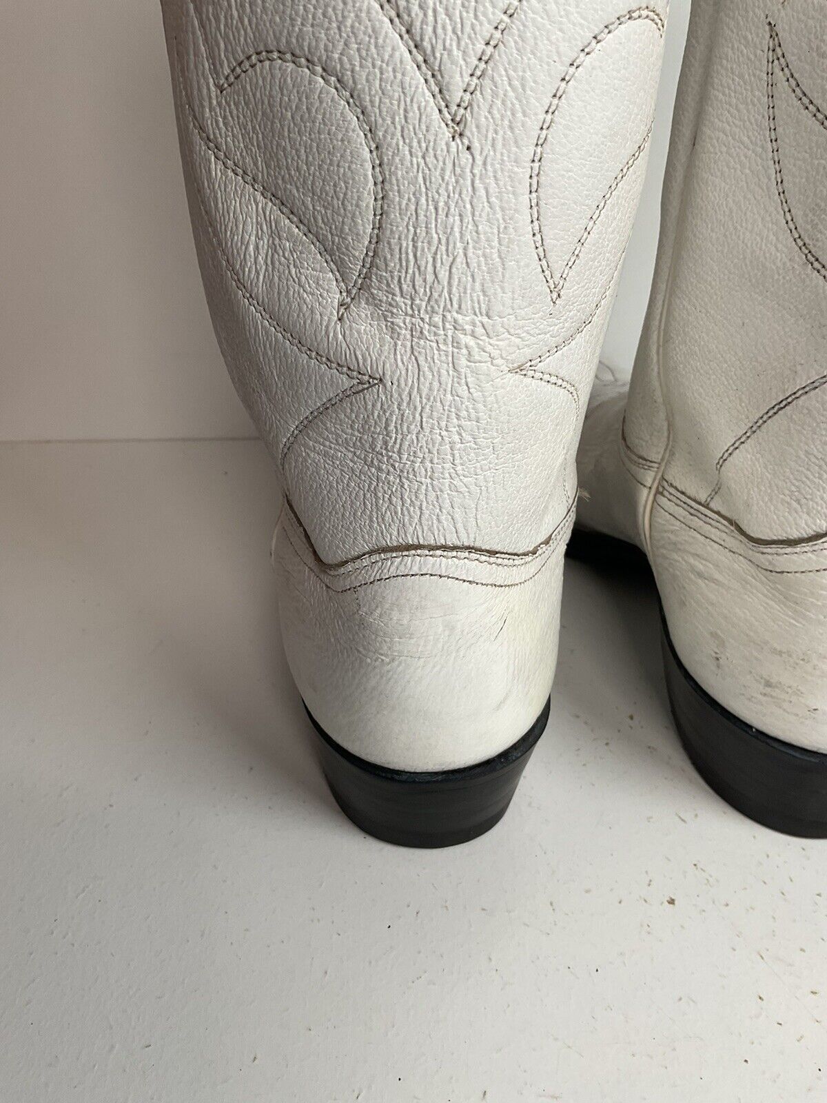 Vintage Justin Wedding White Cowgirl Boots 10 B Old Fort Worth Label