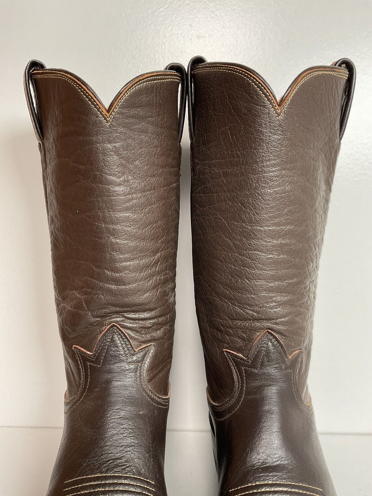 Vintage Tony Lama Exotic Water Buffalo Cowboy Boots 8 D Black Label