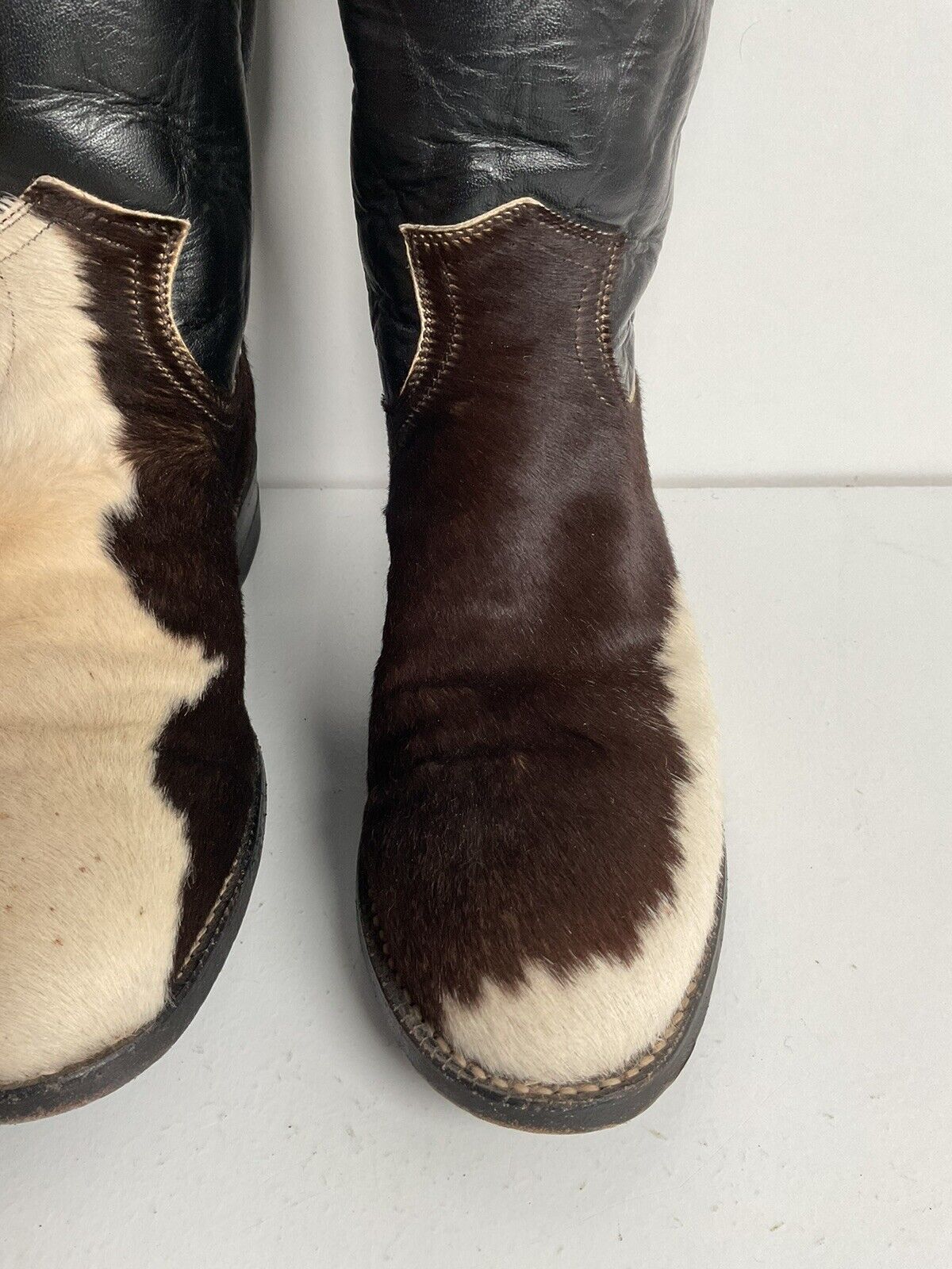 Justin Calf Hair On Cow Hide Pony Cowgirl Roper Boots 6 B Western USA Made