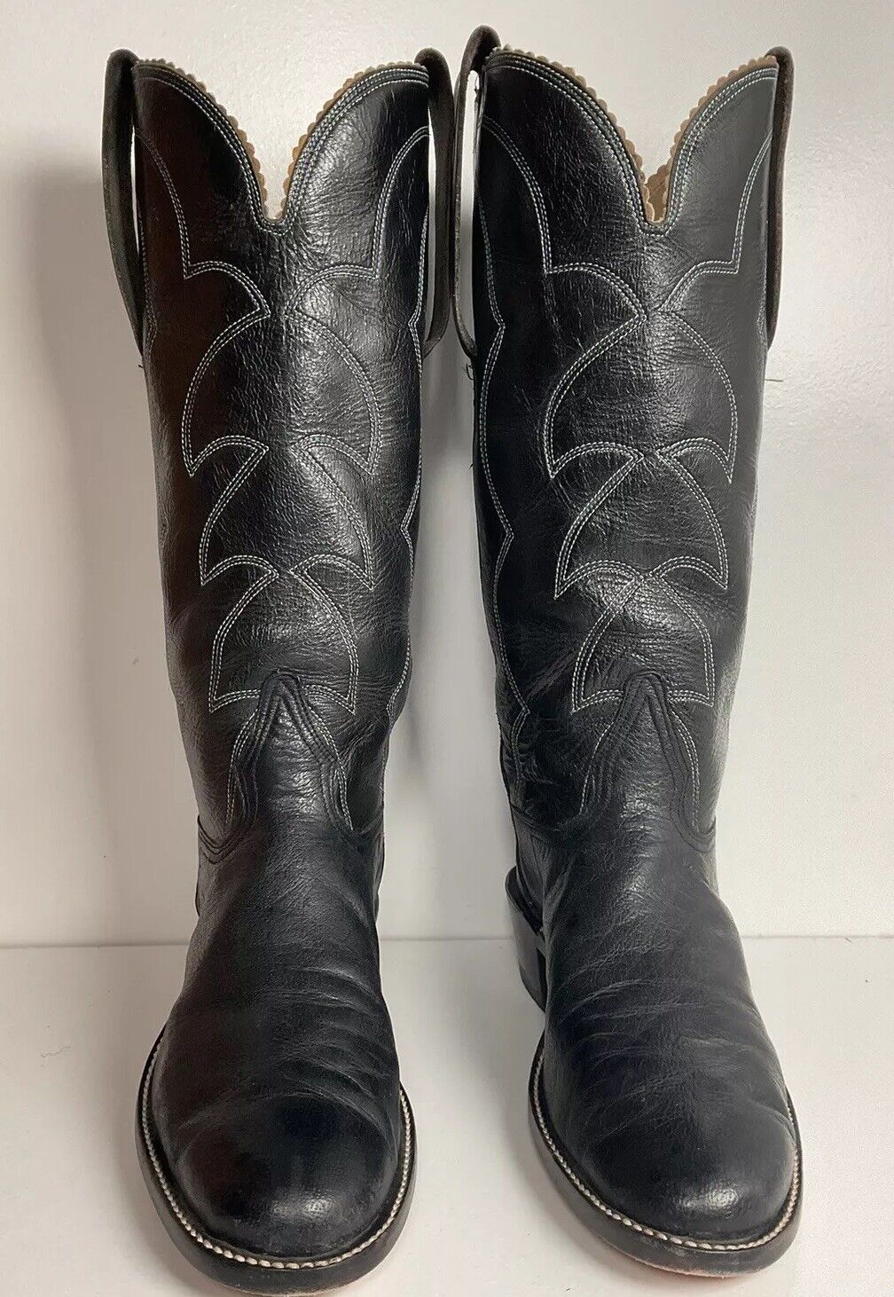 Custom 16” Buckaroo Cowboy Boots 10 B Cavalry Style Kangaroo Leather