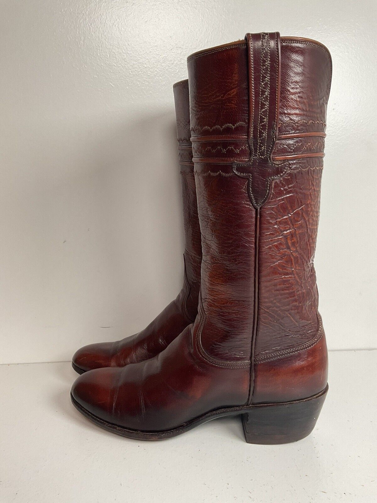 Vintage Lucchese San Antonio Leather Cowgirl Boots 6.5 C Stove Pipe