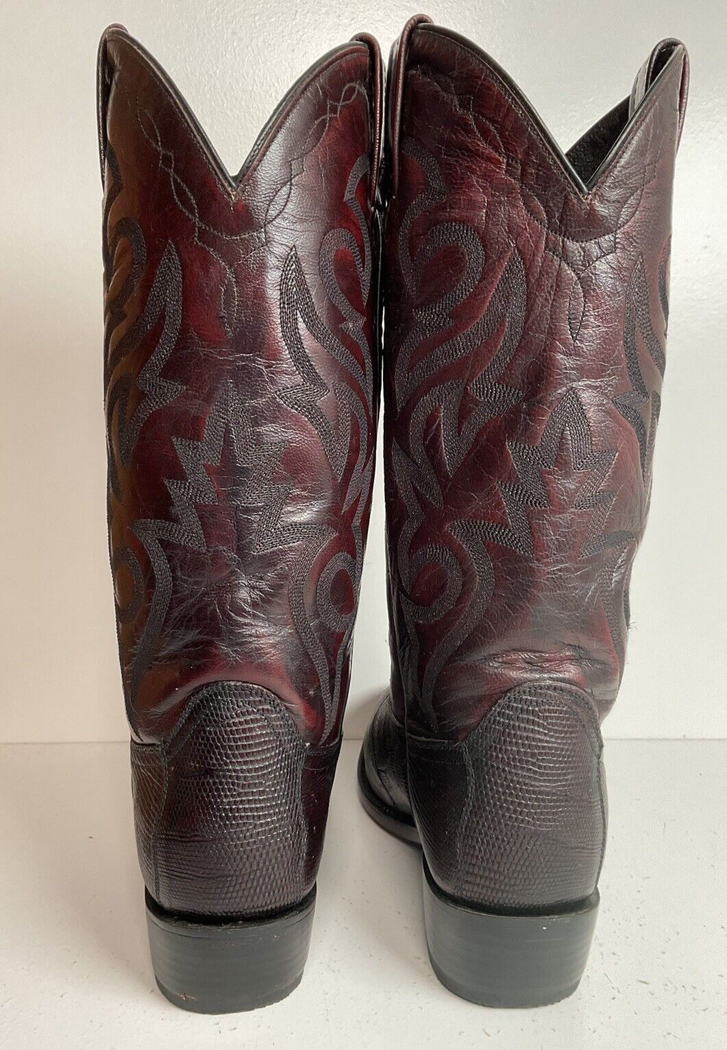 Dan Post Black Cherry Teju Lizard Cowboy Boots 8 D