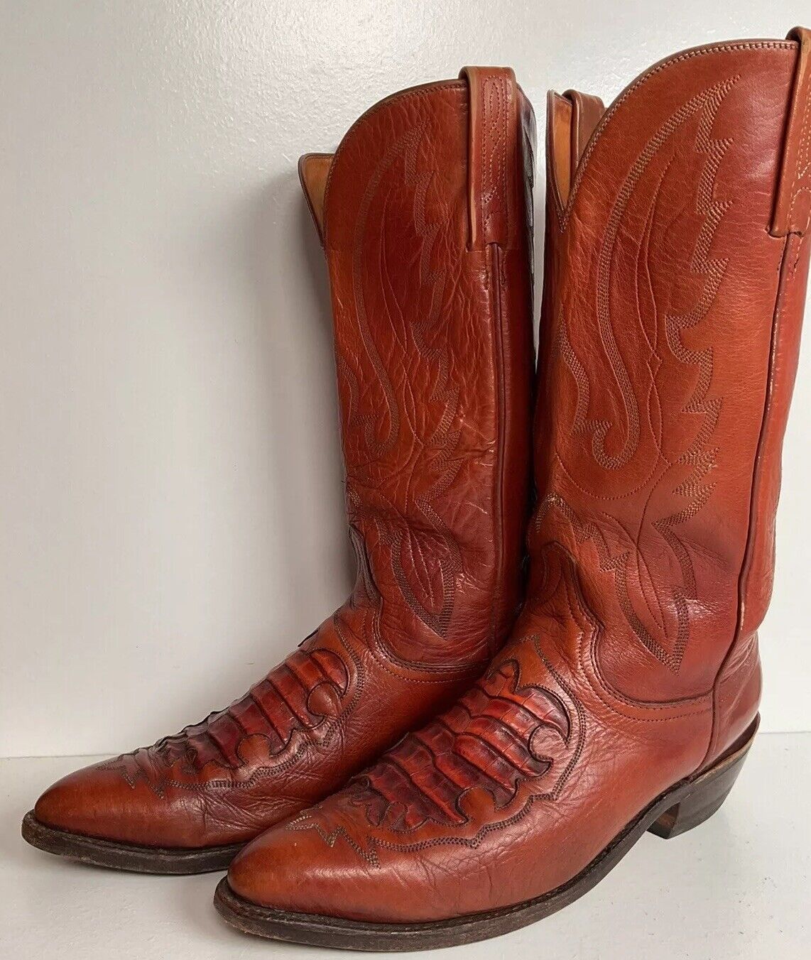 Lucchese 1883 Caiman Crocodile Inlay Cowboy Boots 9 D Exotic