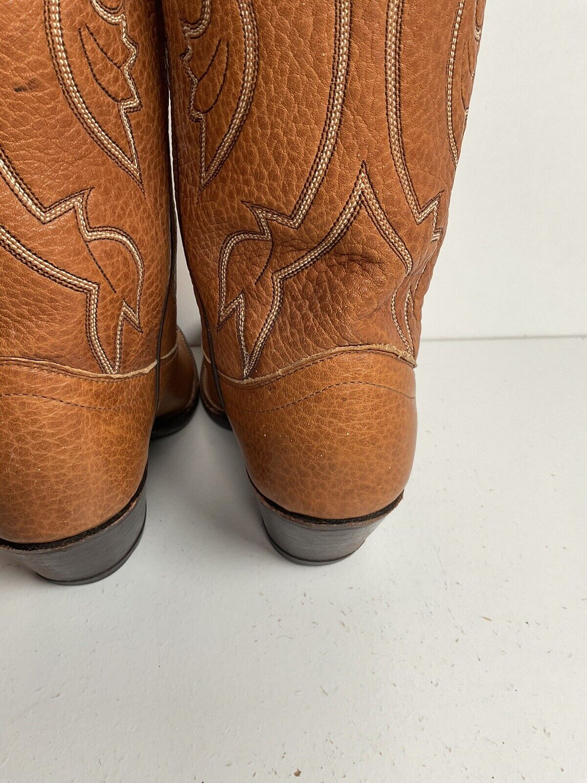 Vintage Dan Post Full Bull Hide Cowgirl Boots 7 A Old Label USA