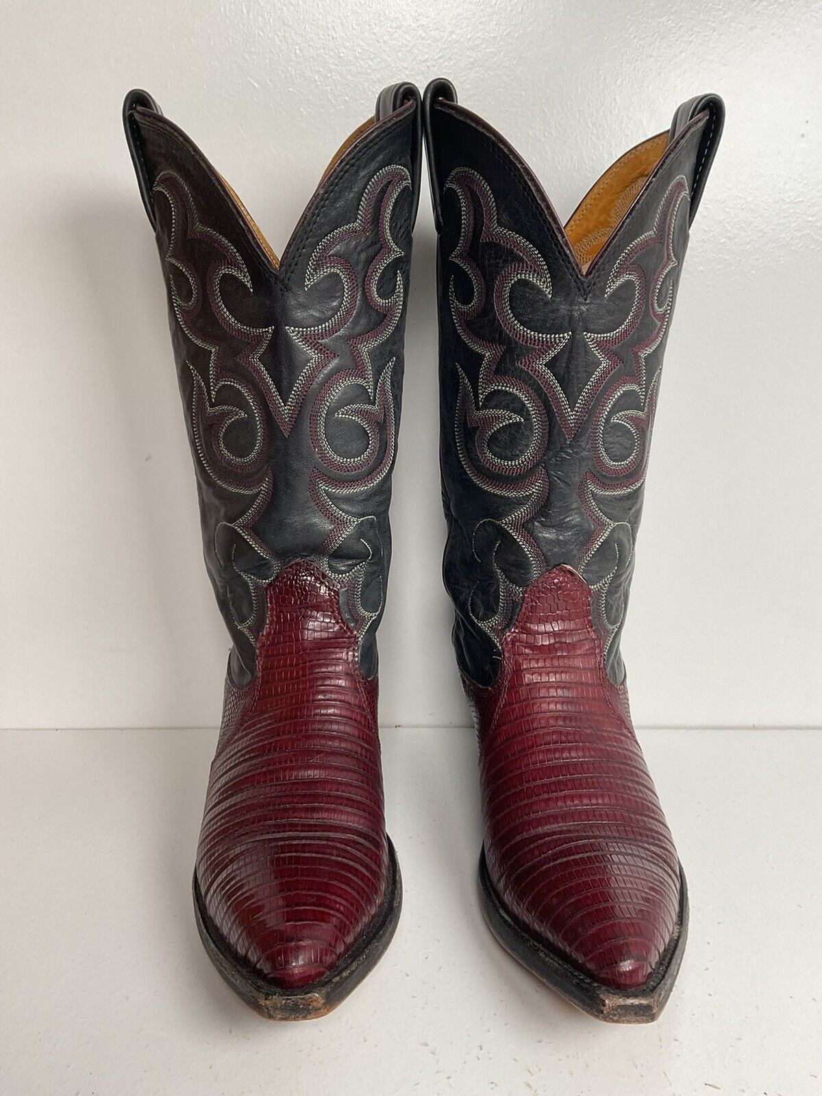 Vintage Nocona Plum Leather Cowgirl Boots 4 B Lizard Vamp