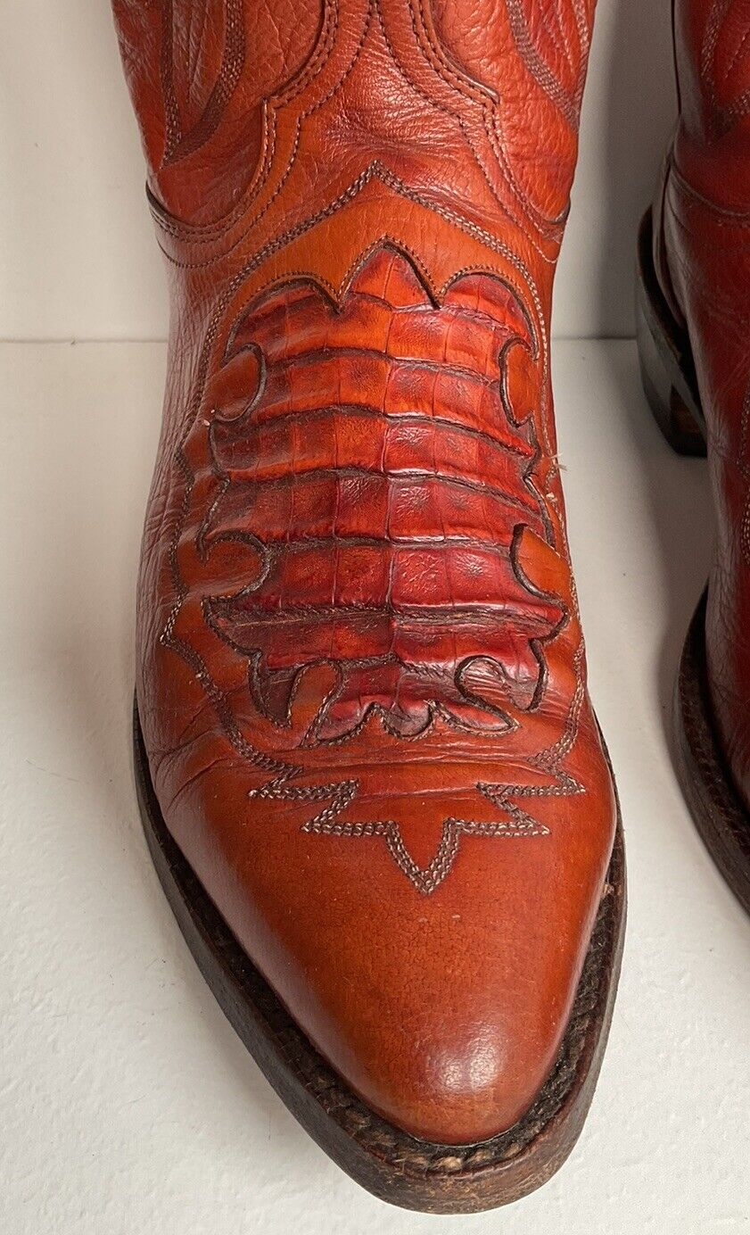 Lucchese 1883 Caiman Crocodile Inlay Cowboy Boots 9 D Exotic