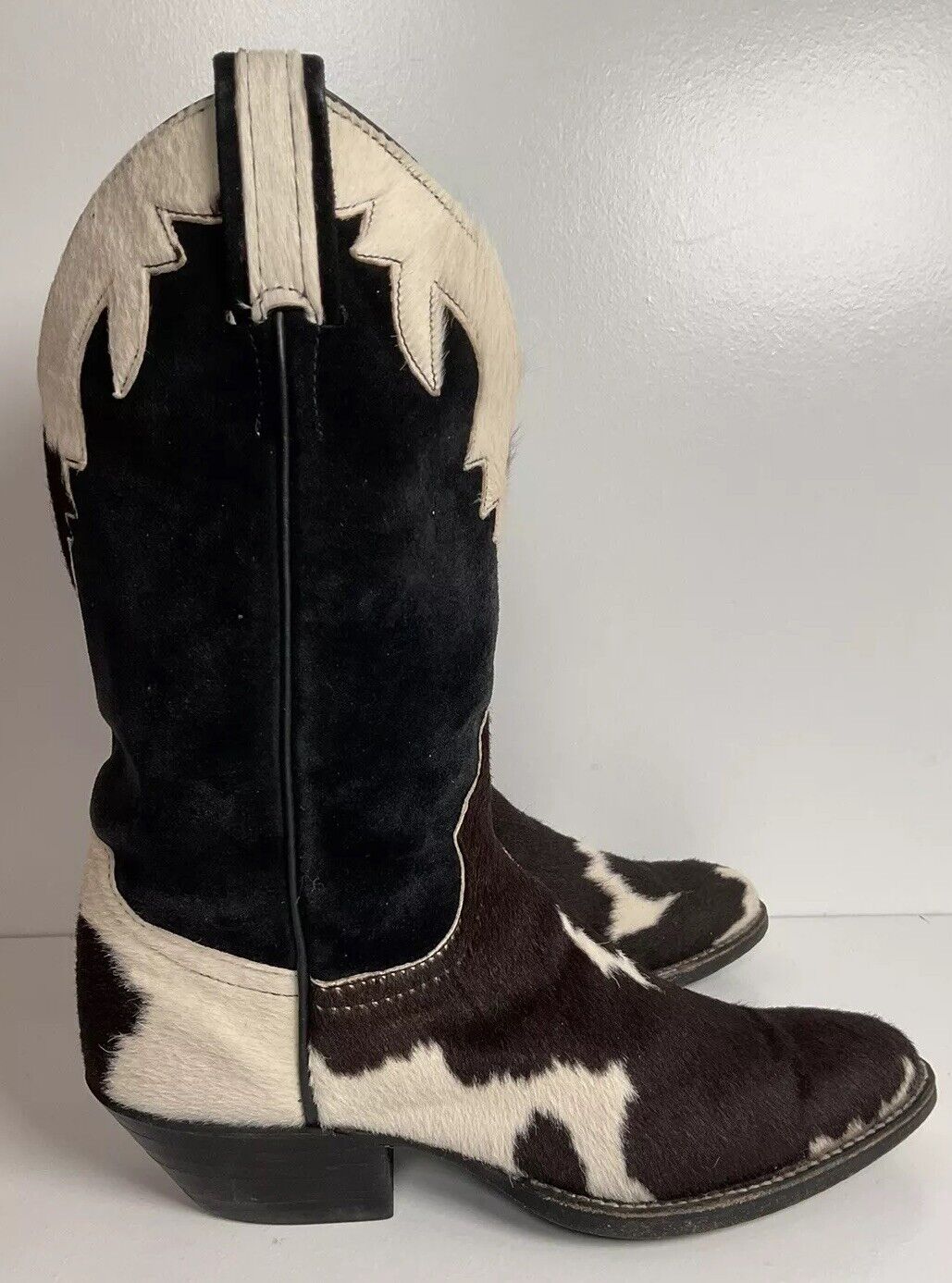 Vintage Larry Mahan Cow Hair Cowgirl Pony Boots 8 B