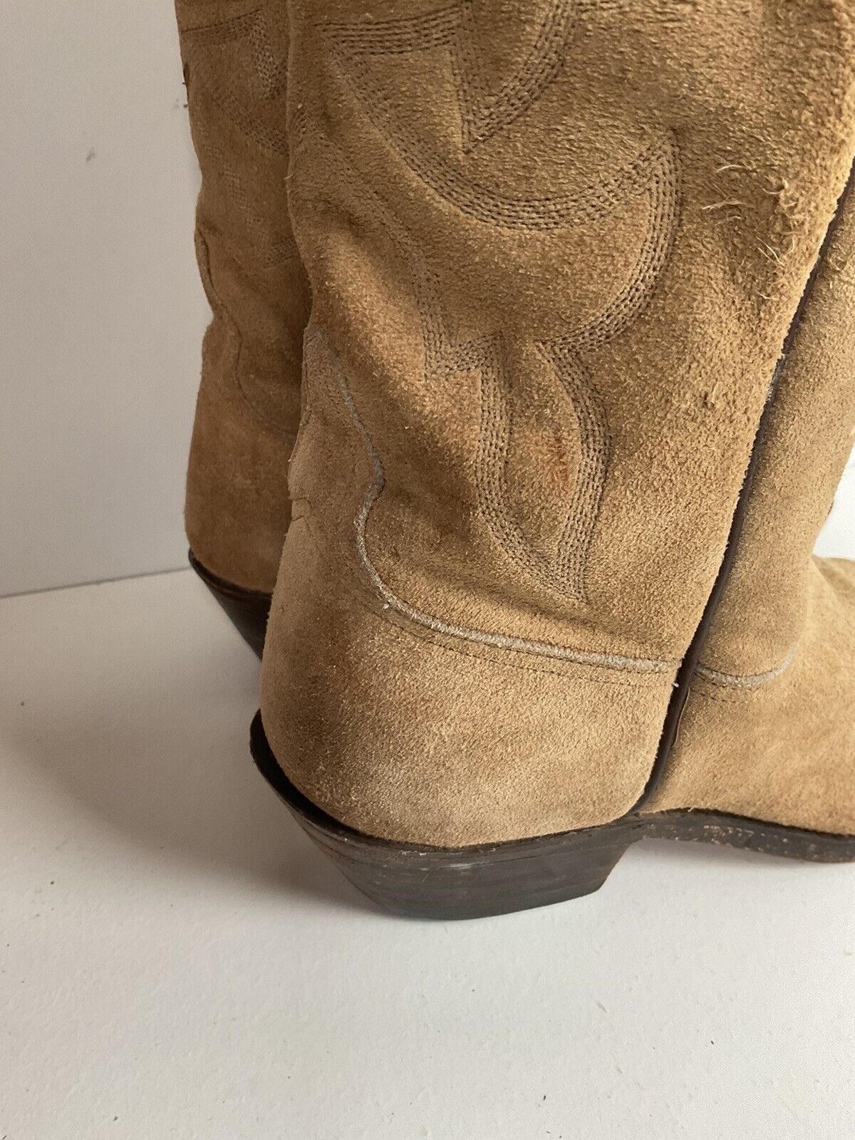 Vintage Lucchese Full Rough Out Suede Cowgirl Boots 8 B Billy Martin’s Custom