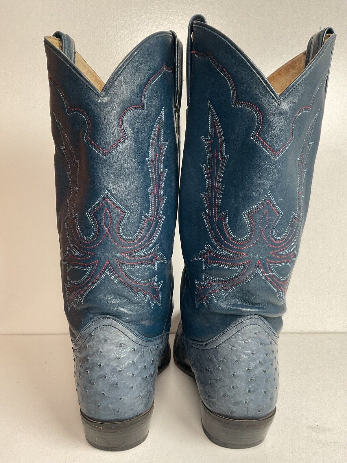 Dan Post Denim Blue Ostrich Quill Cowgirl Boots 10 M Exotic