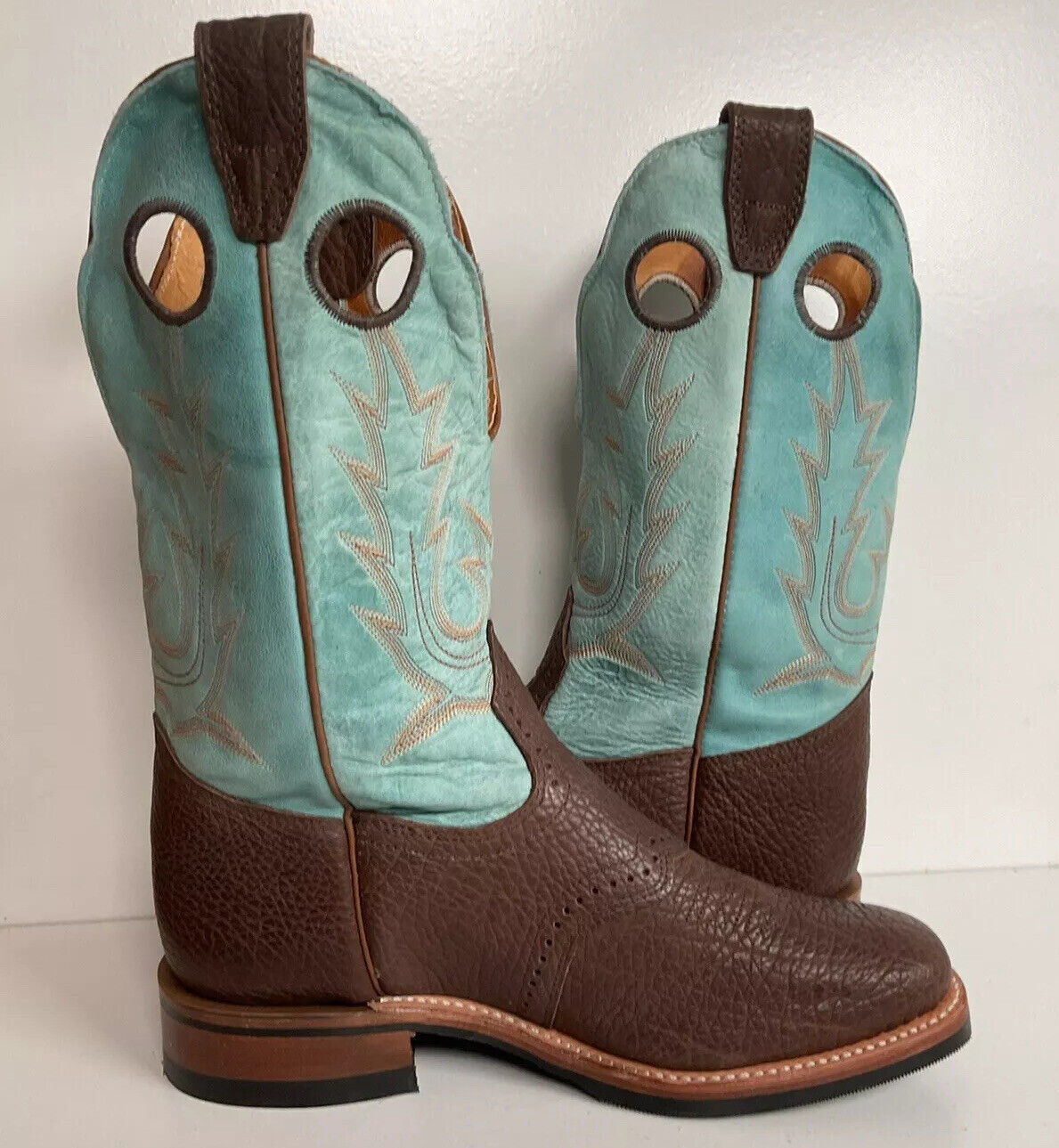 Boulet Turquoise Buckaroo Cowgirl Boots 9.5 C Crepe Sole