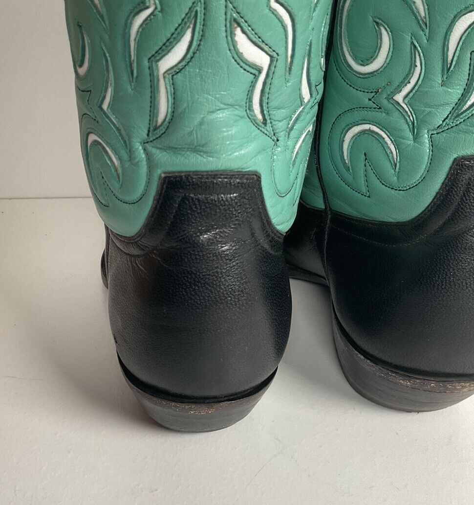 Old Gringo Turquoise Flower Cowgirl Boots 7 B Tooled Inlay Shorty