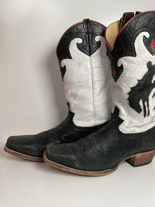 Justin Vintage Collection Cowboy Boots 11.5 D Rodeo Cowboy Inlay