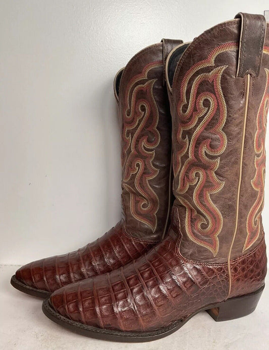 Nocona Exotic Caiman Crocodile Cowboy Boots 9 D Belly Cut USA