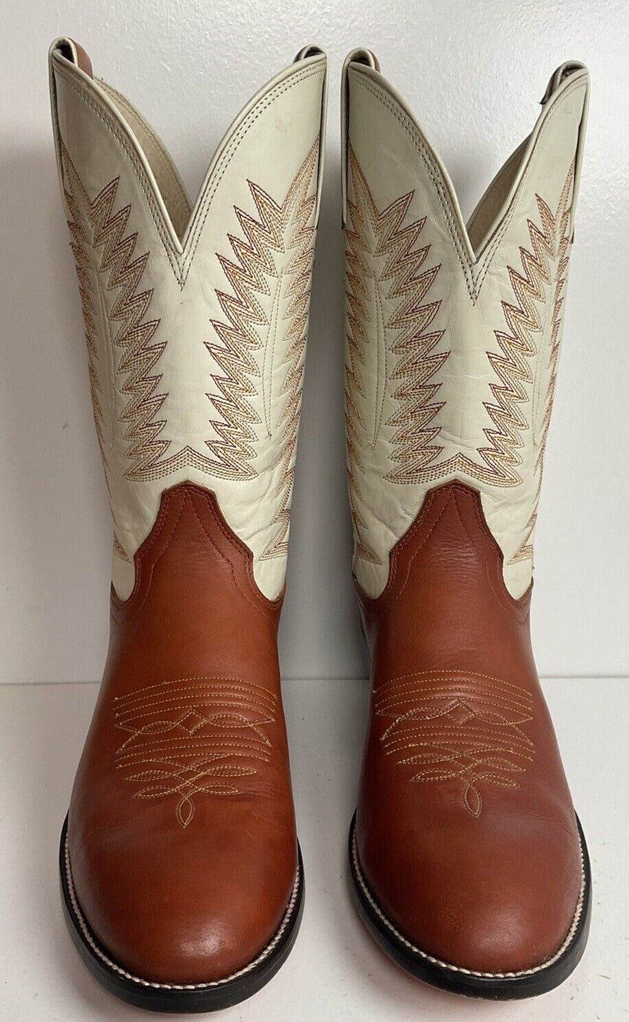 Hondo Calfskin Leather Cowgirl Boots 10 B White Upper