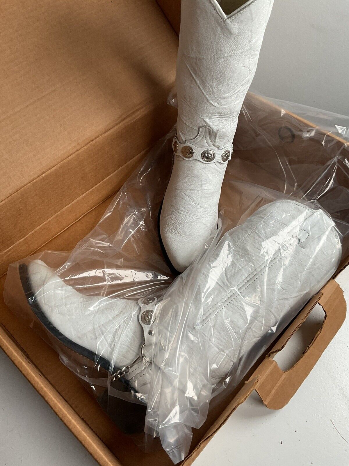 Abilene Wedding White Western Harness Boots 75 M Cowgirl