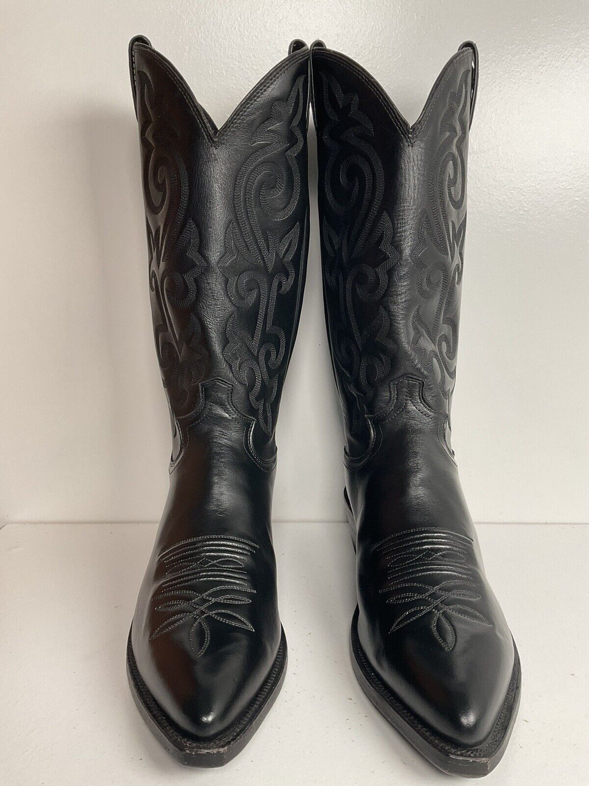 Justin Corona Top Leather Cowboy Boots 9.5 B USA Style 1434 Classic Black