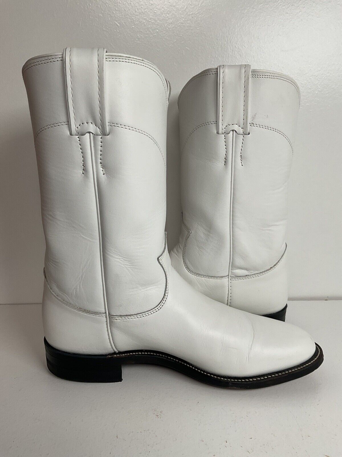 Vintage Justin Pearl White Cowgirl Roper Boots 6.5 B USA Made