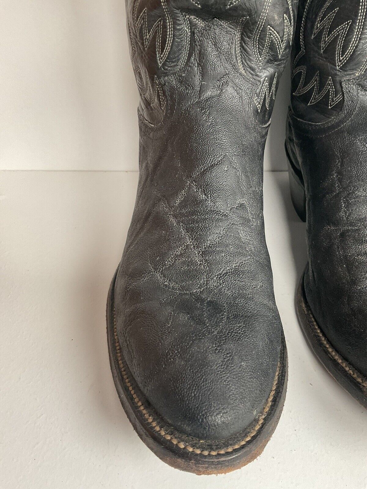 Justin Faux Elephant Print On Cowhide Buckaroo Cowboy Boots 10 D Punchy