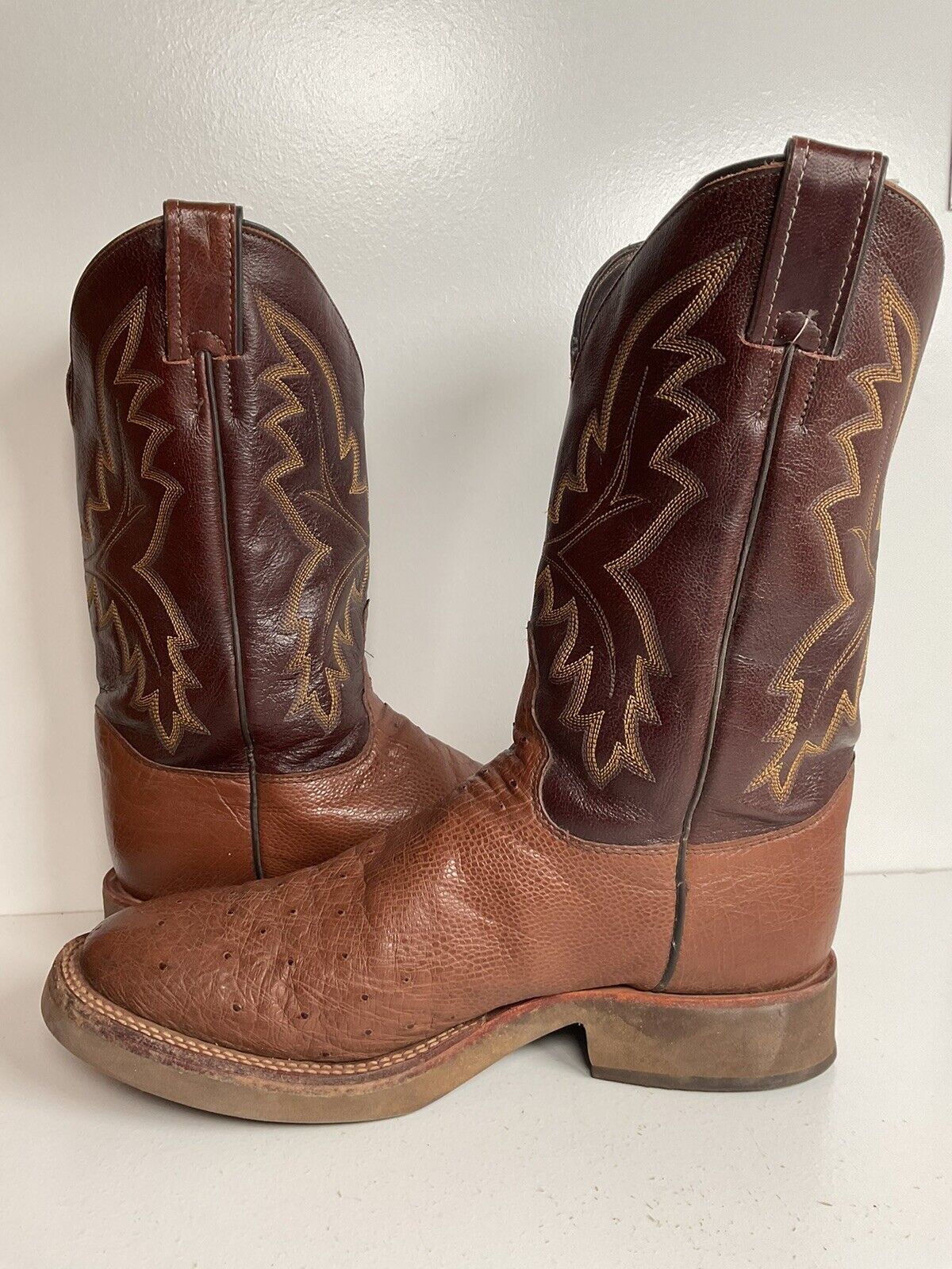 Justin Exotic Smooth Ostrich Tekno Crepe Western Work Boots 8.5 EE Style 5131