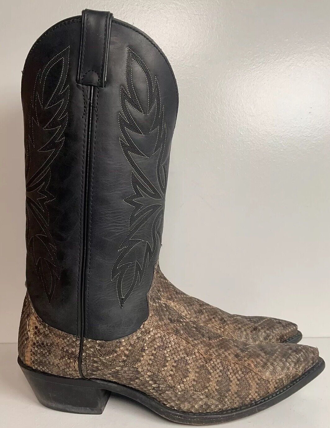 Code West For Dan Post Diamondback Rattlesnake Cowboy Boots 11 M Snip Toe