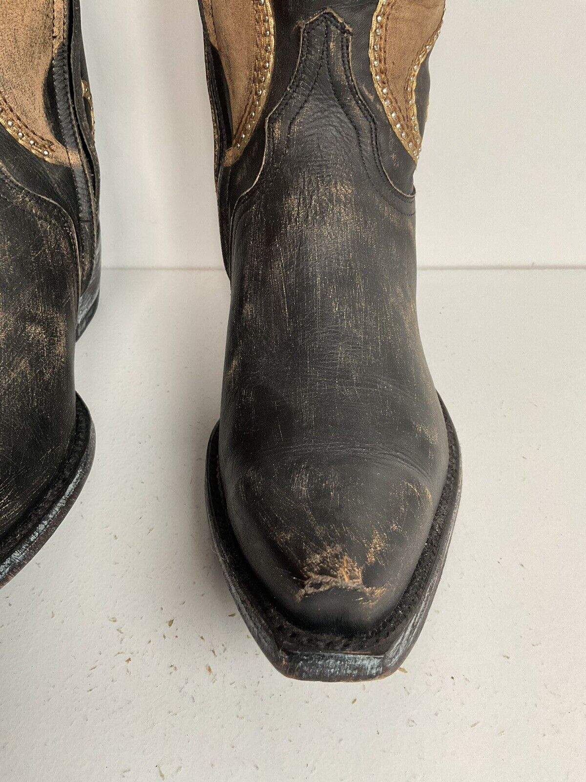 Old Gringo Western Zipper Boots 8 B Cowgirl Tooled Overlay