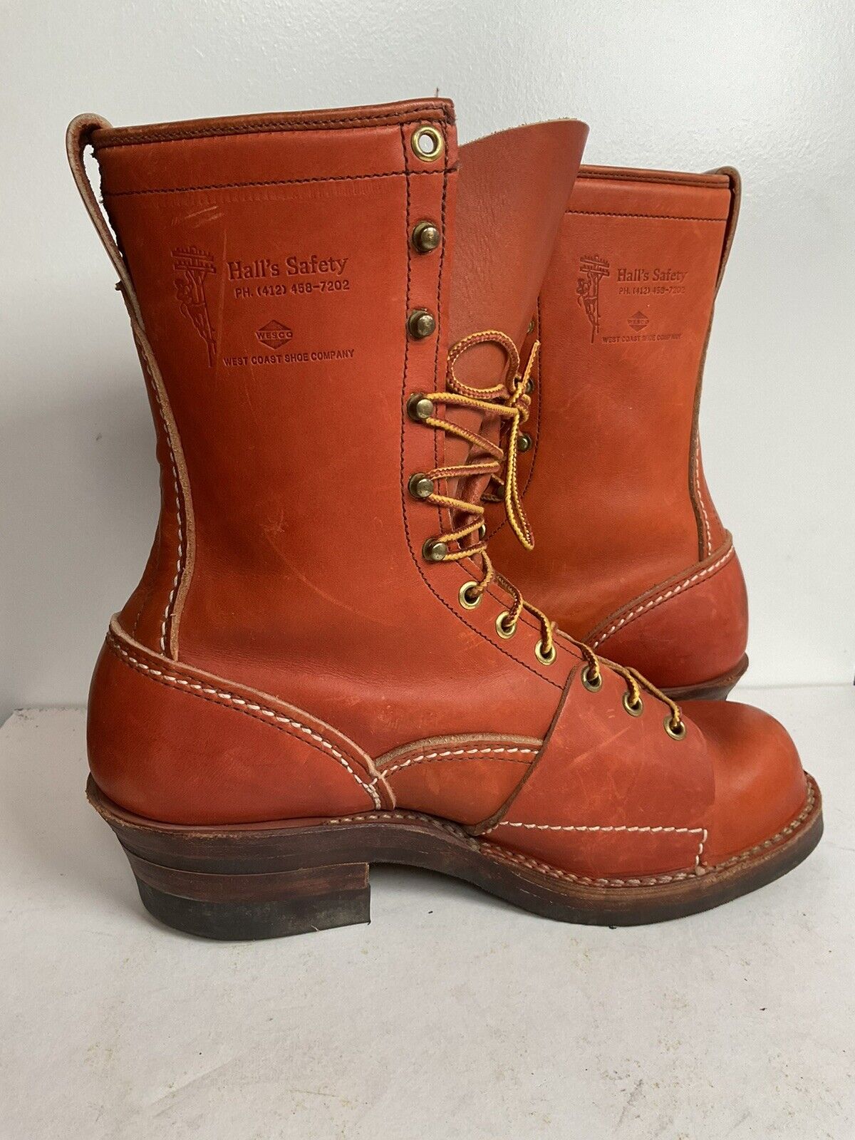 Wesco for Hall’s Safety Linesman Boots 8.5 D Job Master Old Logo West Coast