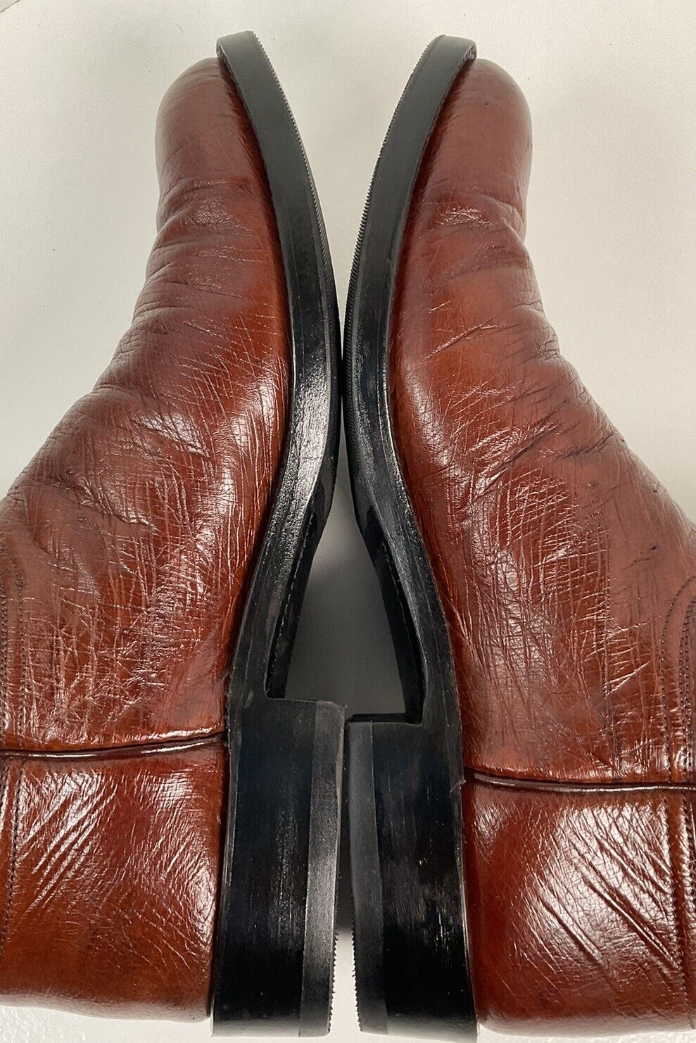 Vintage Lucchese Handmade Smooth Ostrich Roper Boots 10 D Exotic Cowboy