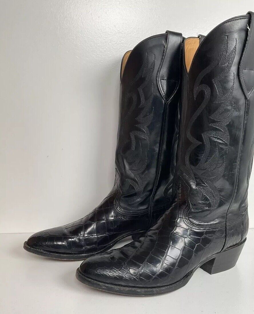 Nocona Legacy Collection Alligator Cowgirl Boots 8 B Belly Cut W/Storage Bags