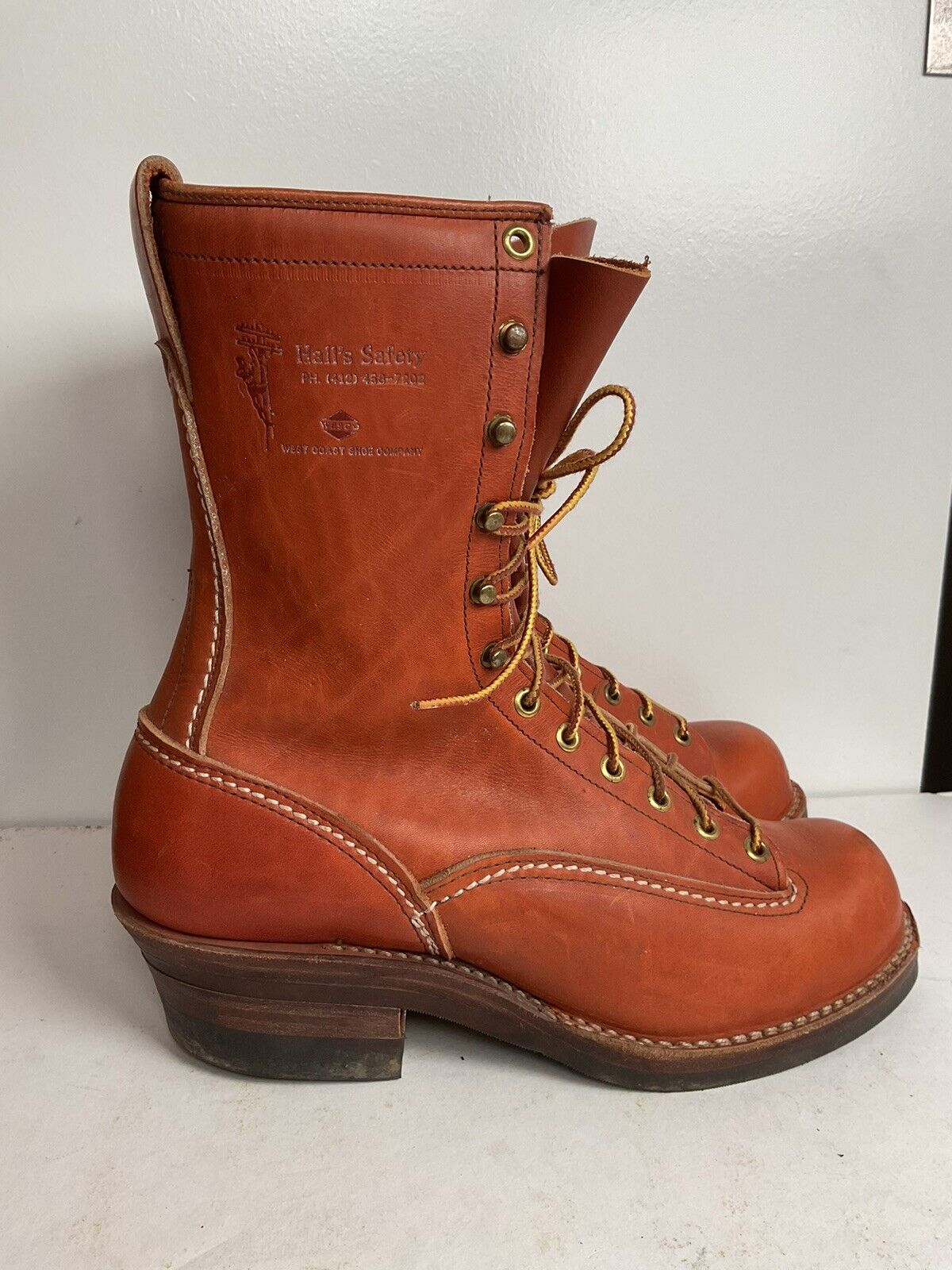 Wesco for Hall’s Safety Linesman Boots 8.5 D Job Master Old Logo West Coast