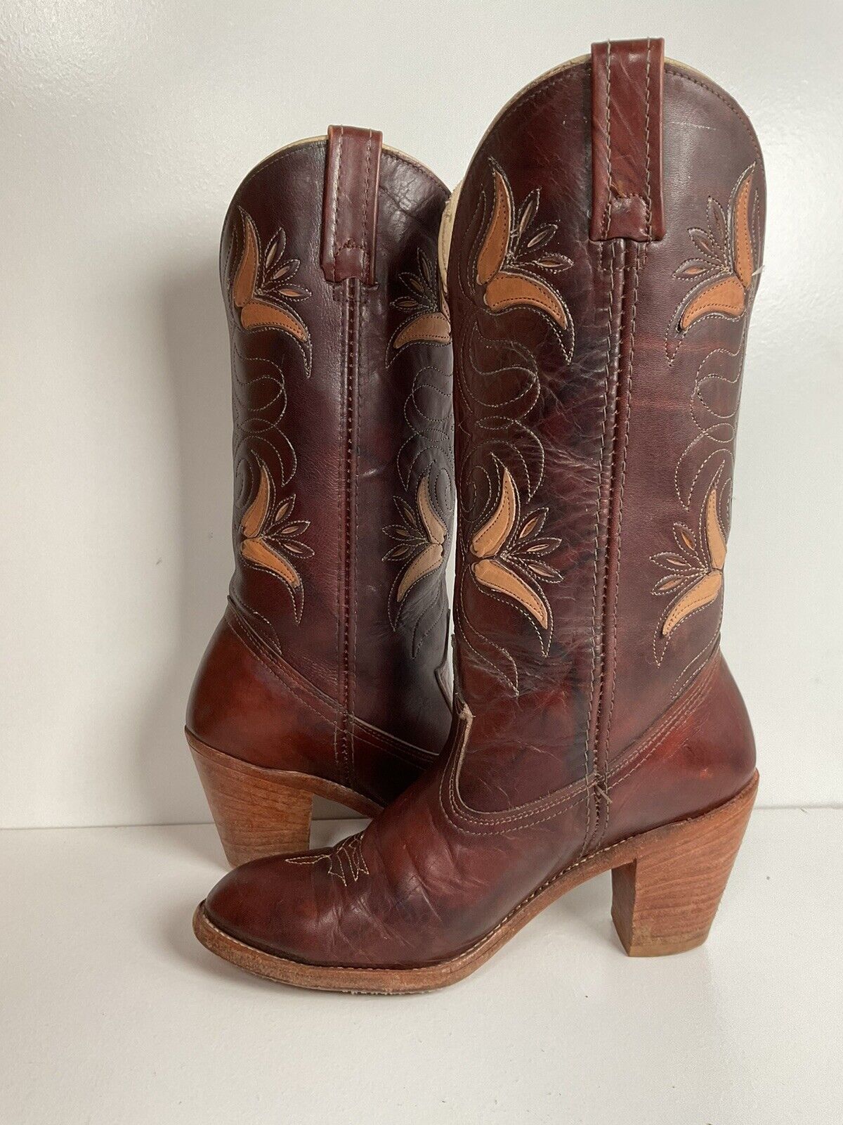 Vintage Dingo Acme Tulip Cowgirl Boots 7.5 M USA Made