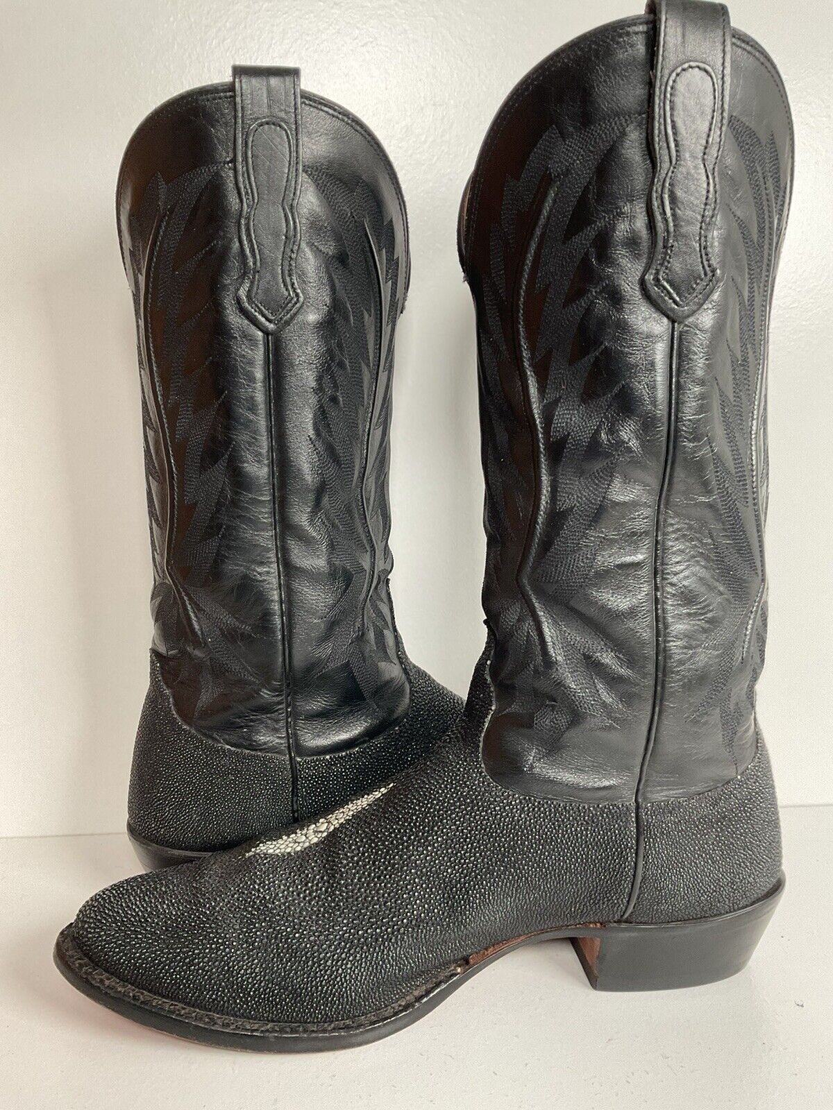 Nocona Exotic Stingray Cowboy Boots 9 D USA Black