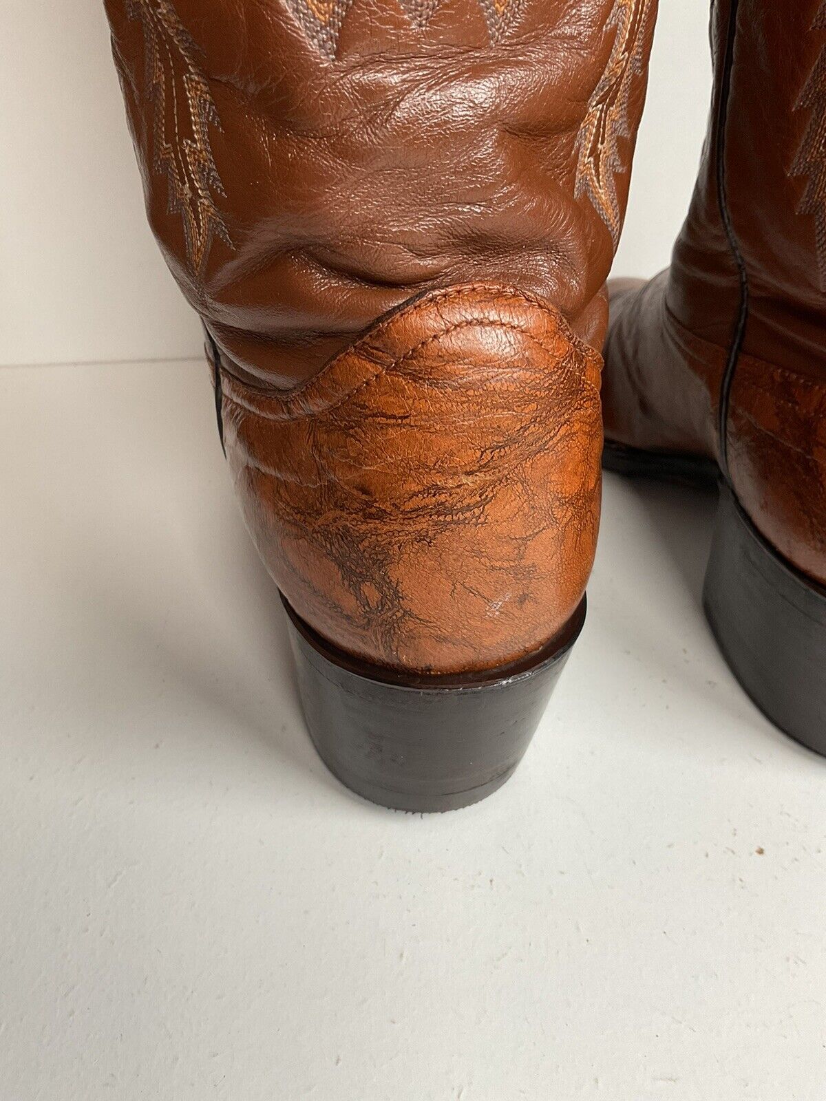 Vintage Larry Mahan Deerskin Cowboy Boots 11 D Marbled Leather New Half Soles