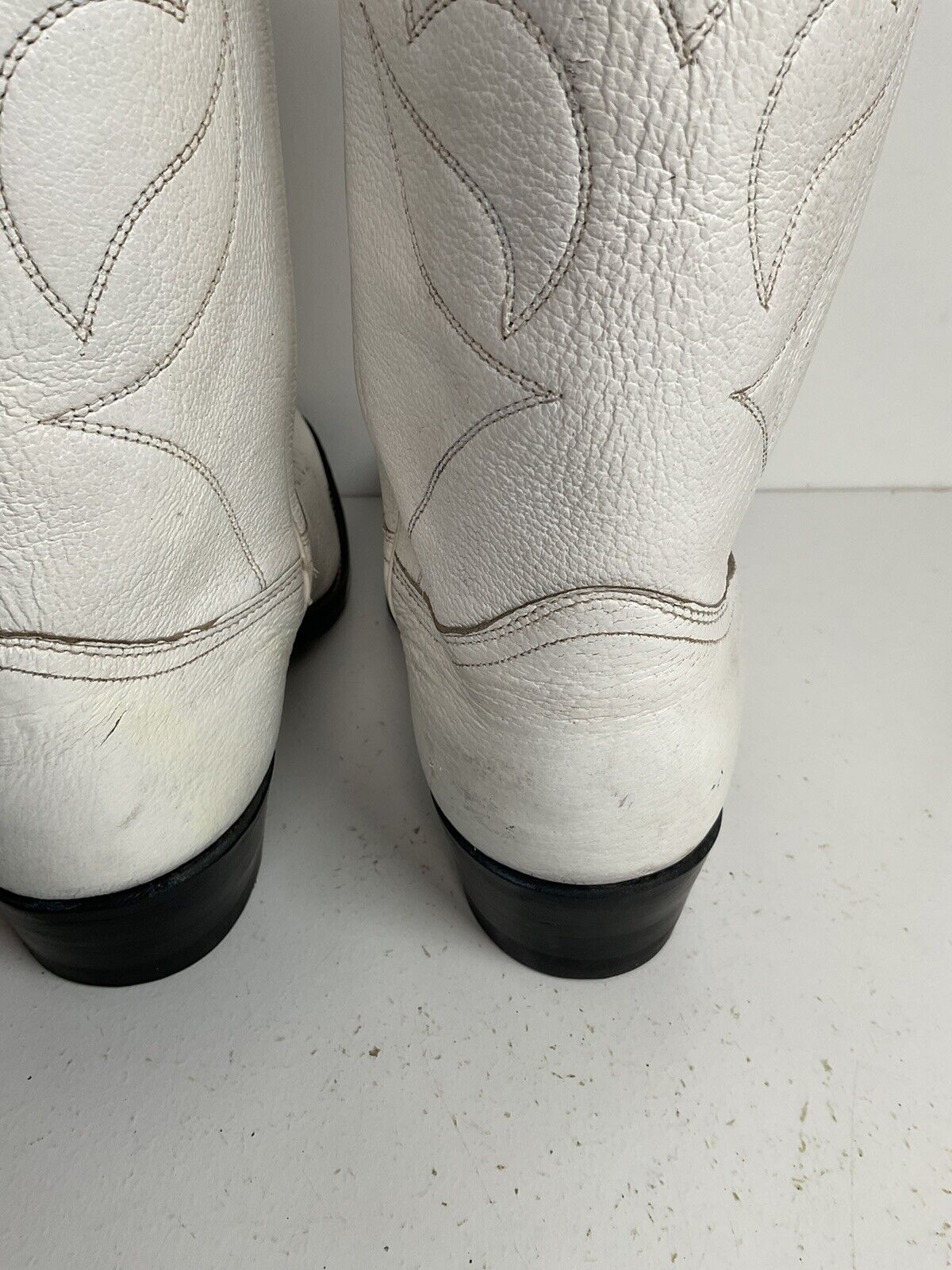 Vintage Justin Wedding White Cowgirl Boots 10 B Old Fort Worth Label