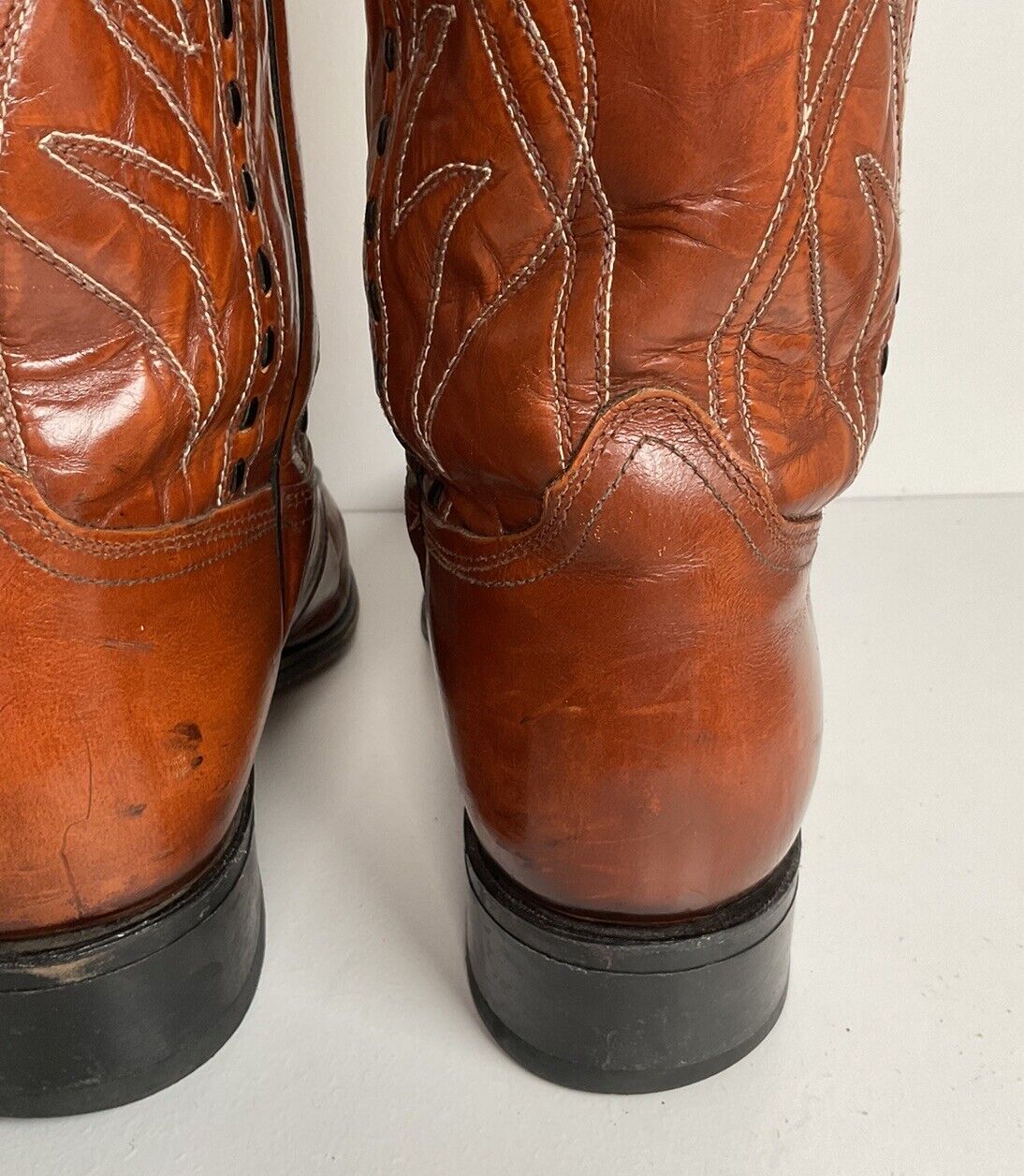 Vintage Dingo Acme Horseshoe Cowboy Boots 13 D Buck Stitched