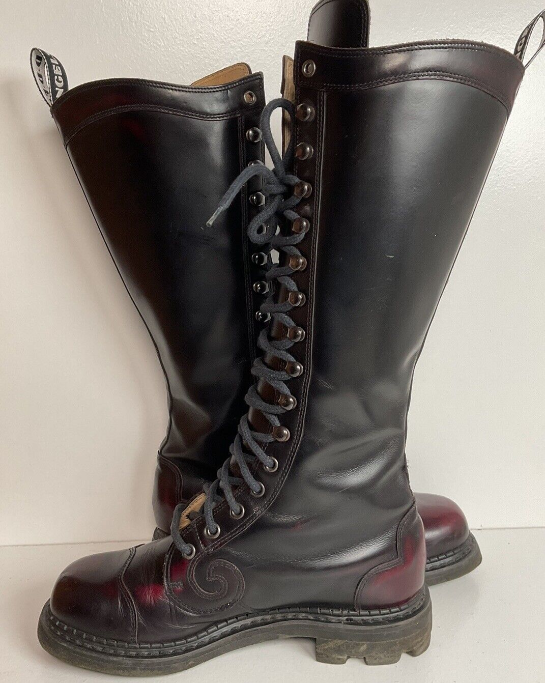 Vintage Fluevog Derby Swirl Angelic Lace Up Boots 7 UK  95 US Oxblood DDFT 90s