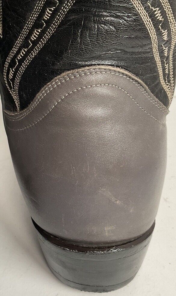 Vintage Tony Lama Grey Lizard Wingtip Cowboy Boots 10.5 D Gold Label New Half Soles