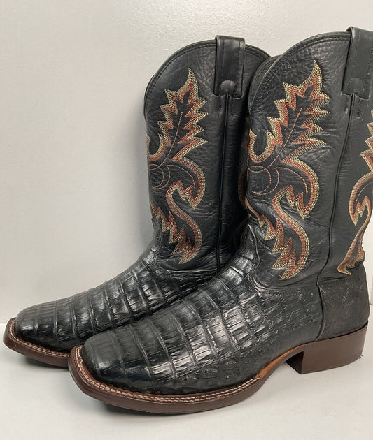 Vintage Larry Mahan Caiman Crocodile Roper Boots 105 D Exotic Square Toe