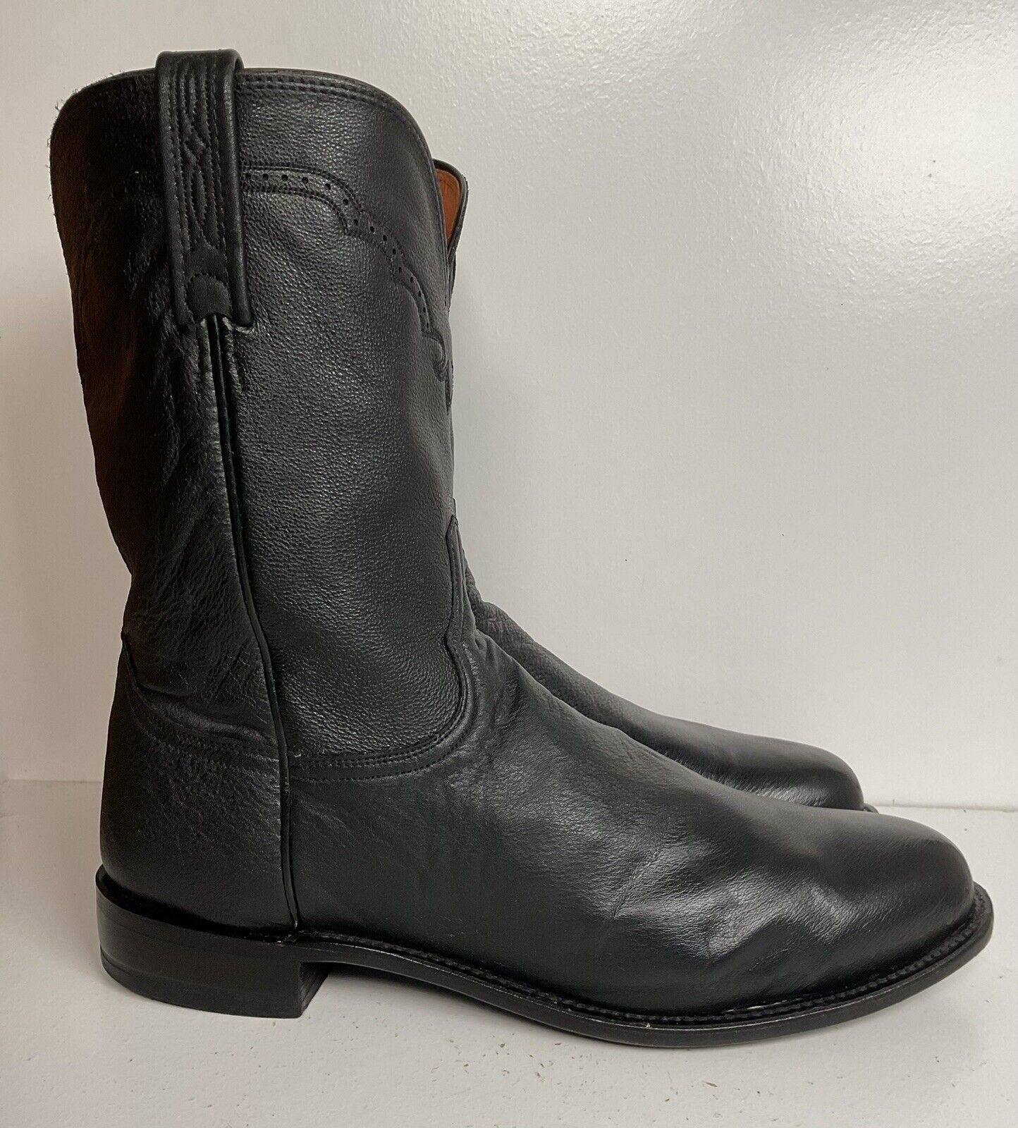 Lucchese 1883 Classic Black Roper Boots 14 EE