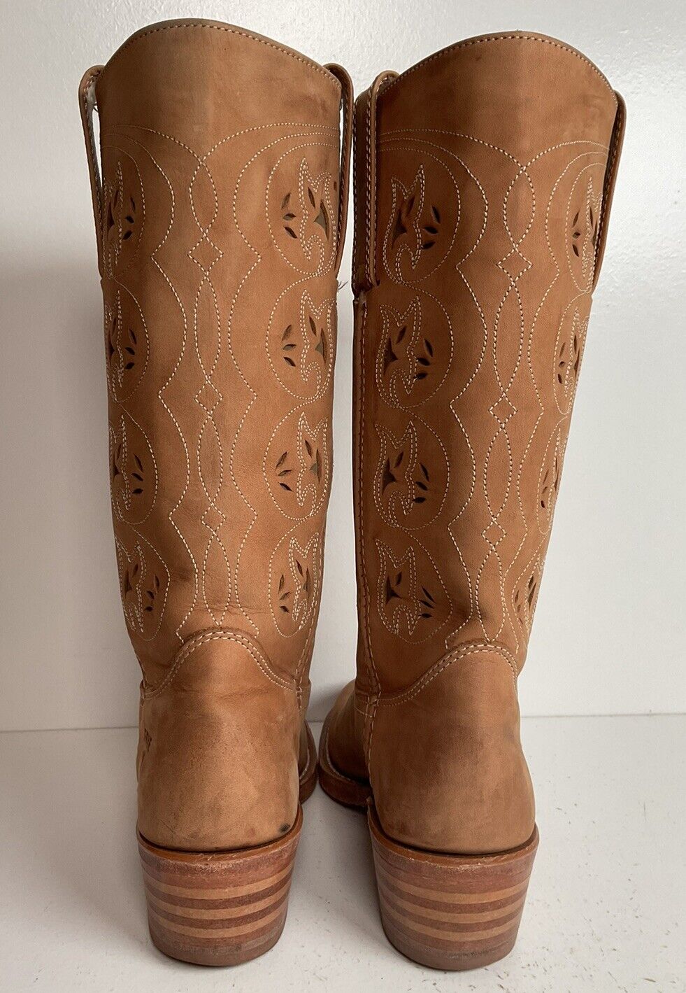 Frye Austin Cowgirl Boots 6 M Tooled Flower Inlay USA Made