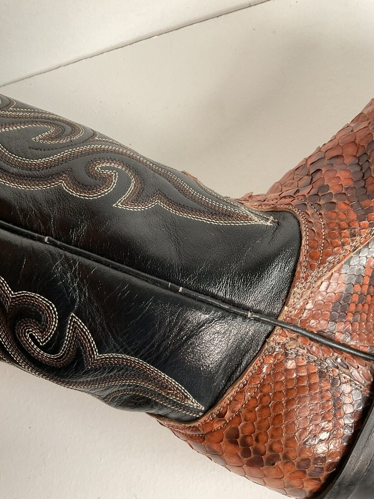 Dan Post Rust Brown Python Snakeskin Cowboy Boots 9 D Back Cut