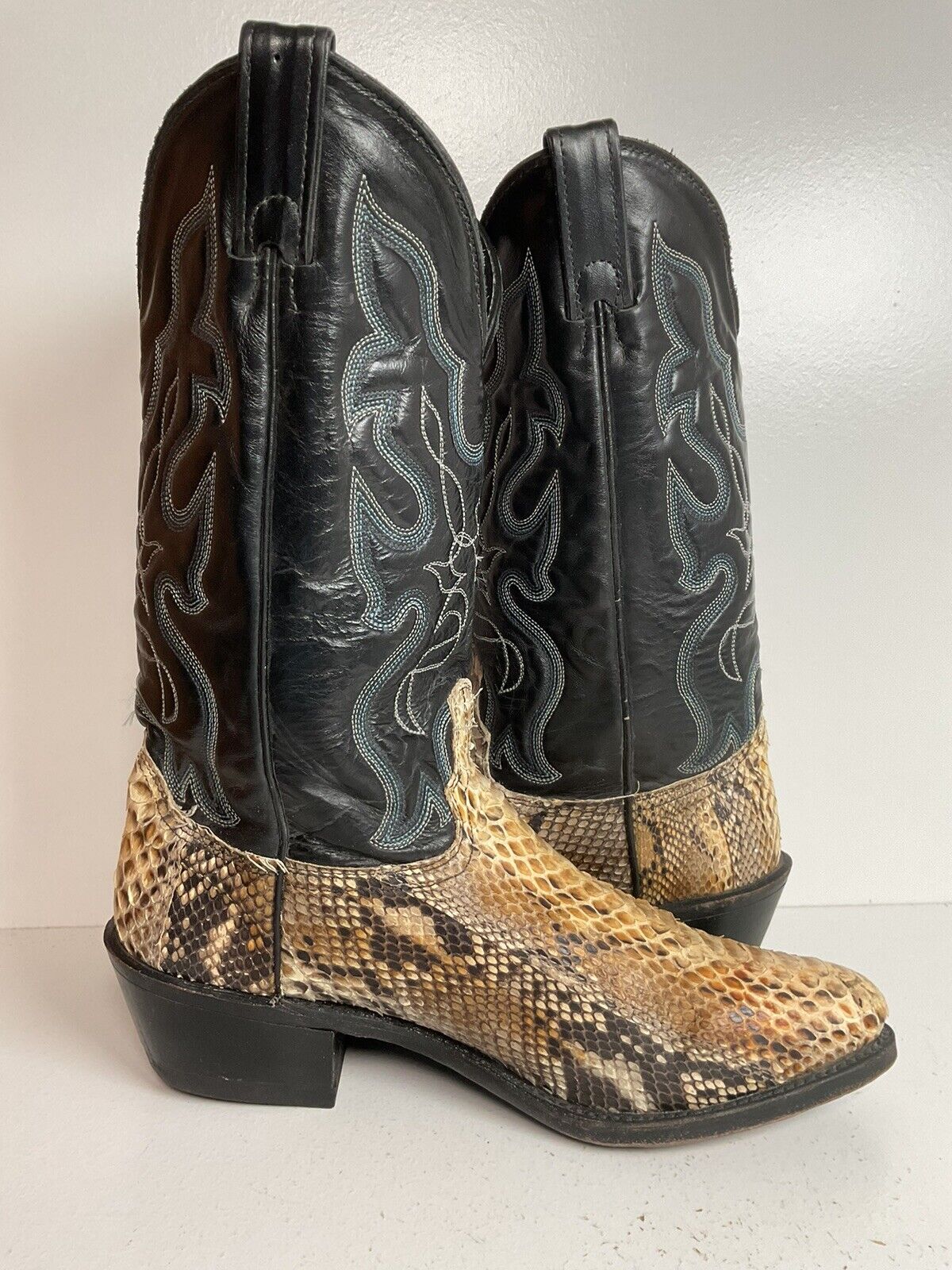 Vintage Abilene Back Cut Python Cowboy Boots 10 D USA Snakeskin