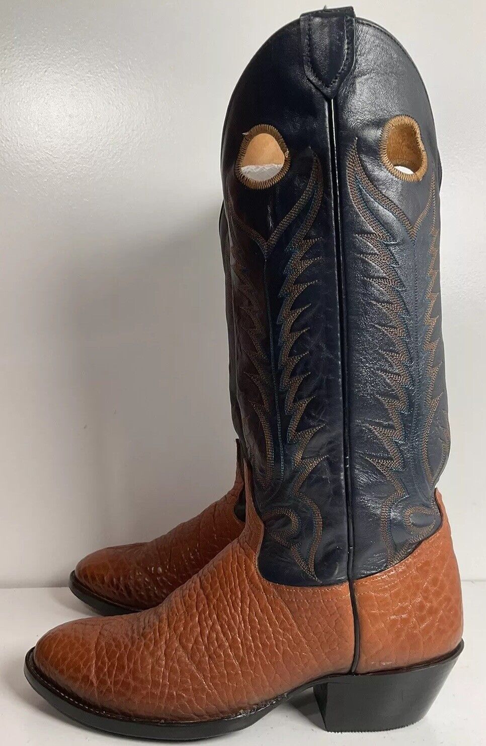 Vintage Tony Lama Buckaroo Cowboy Boots 8.5 D Bullhide Vamp Sole Savers