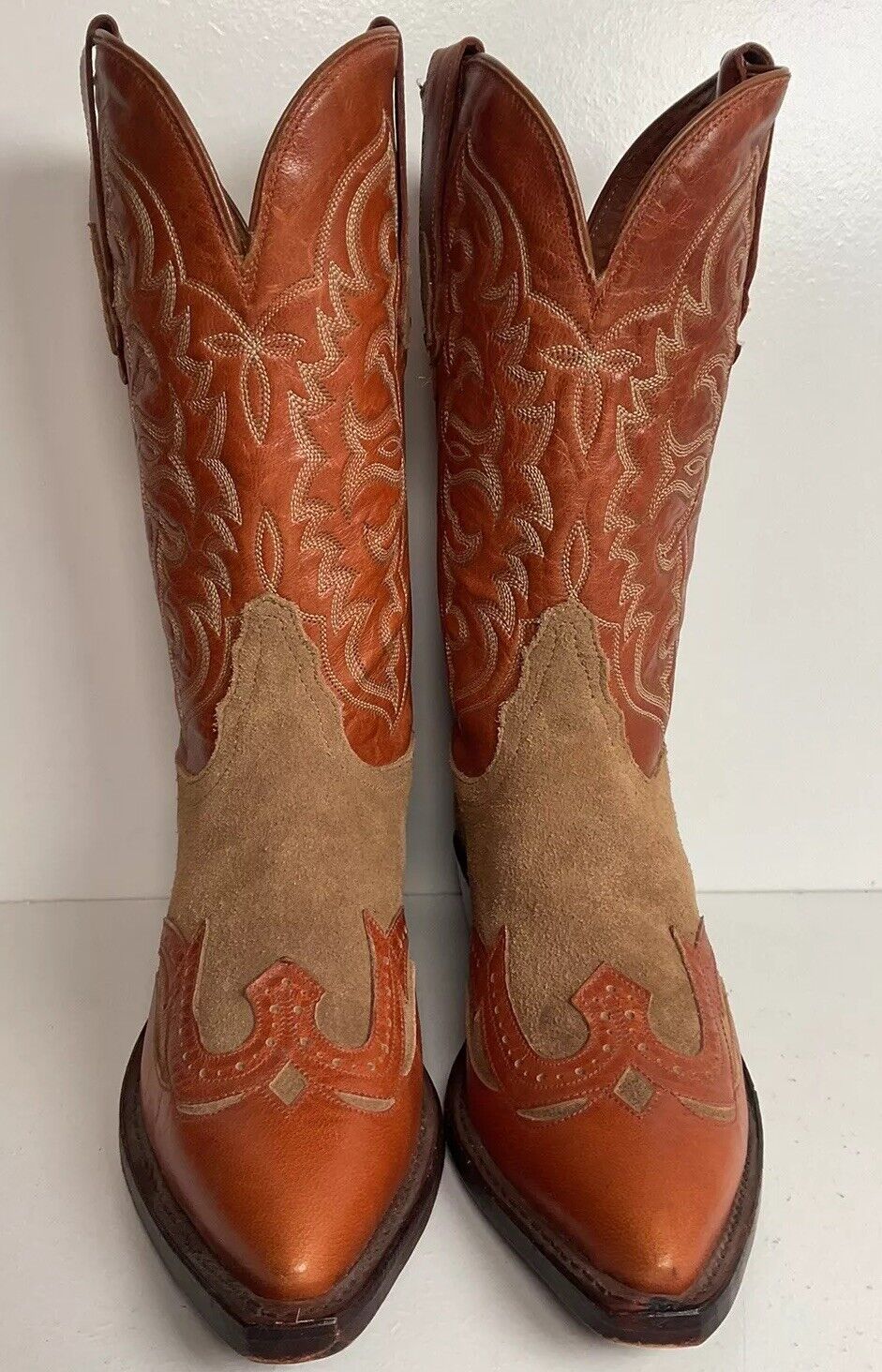 Tony Lama Jungle Suede Cowgirl Boots 7 B Wingtip USA Made