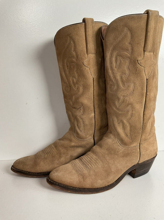 Vintage Lucchese Full Rough Out Suede Cowgirl Boots 8 B Billy Martin’s Custom