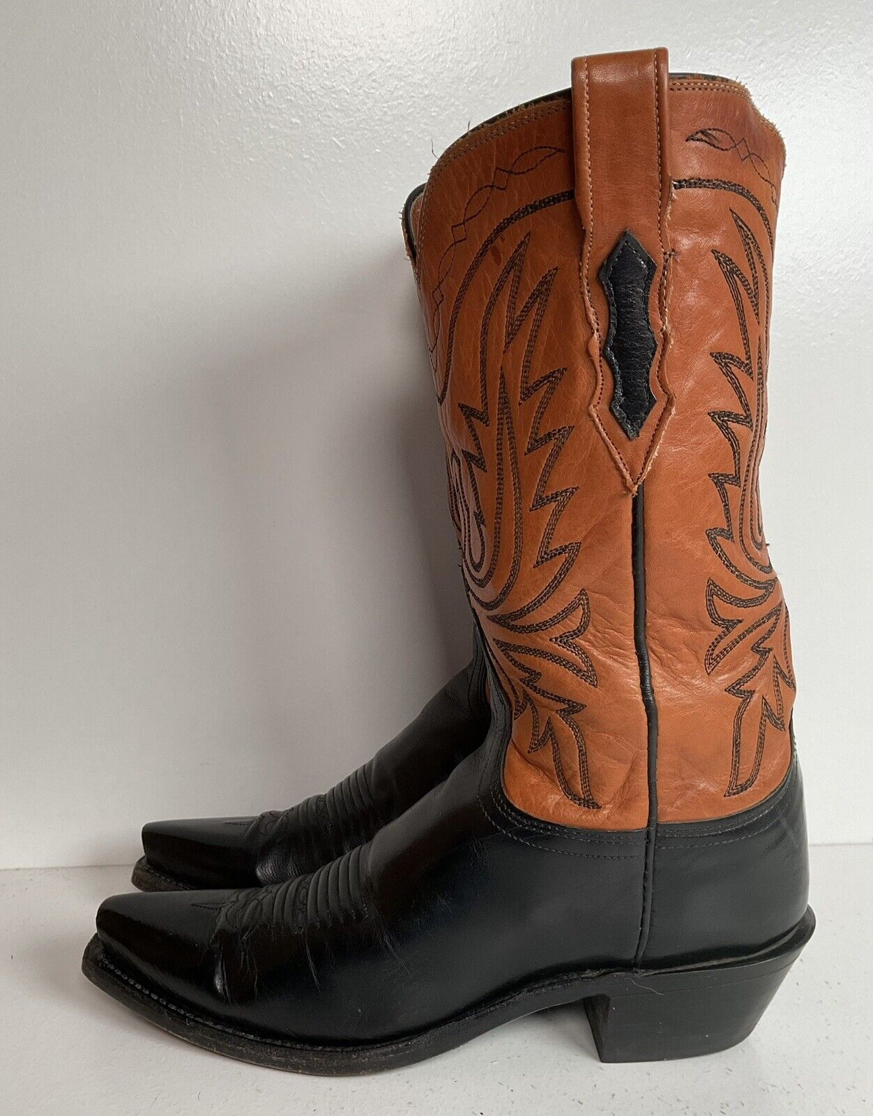 Lucchese 1883 Leather Cowgirl Boots 6.5 B Stitched Rust Brown