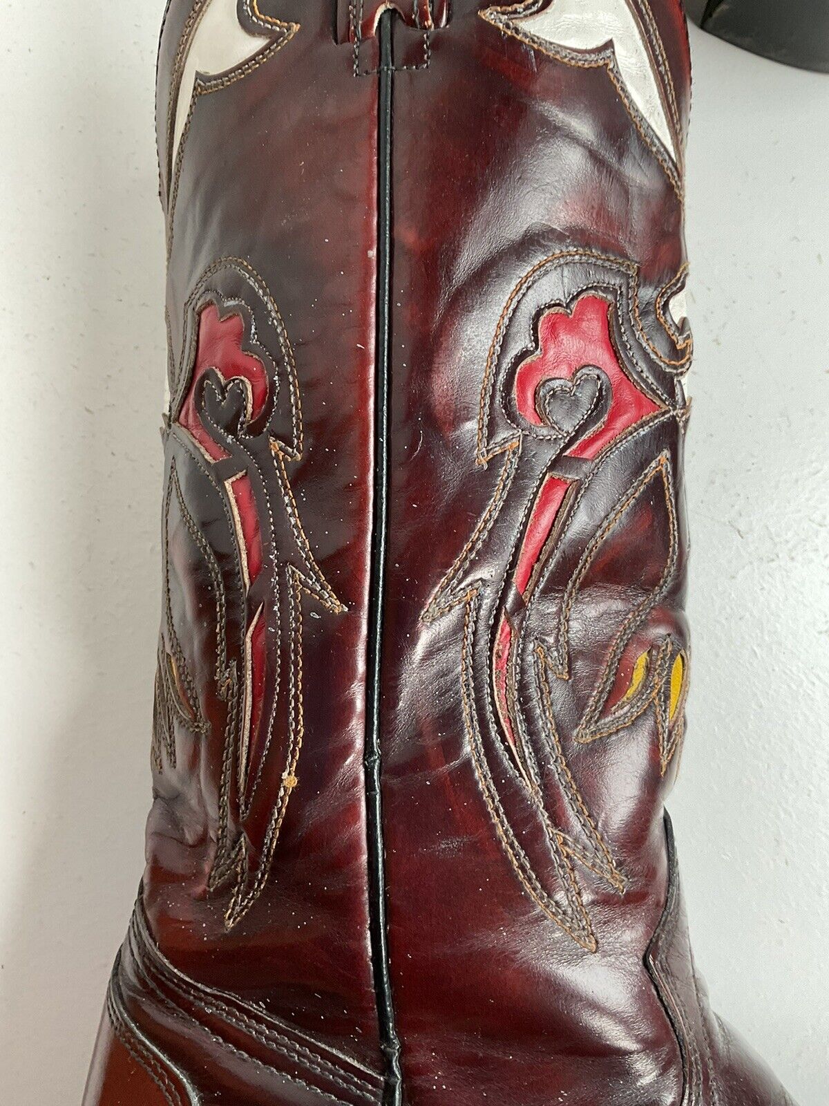 Texas Eagle Thunderbird Patent Leather Cowboy Boots 8 D Inlay Bicentennial