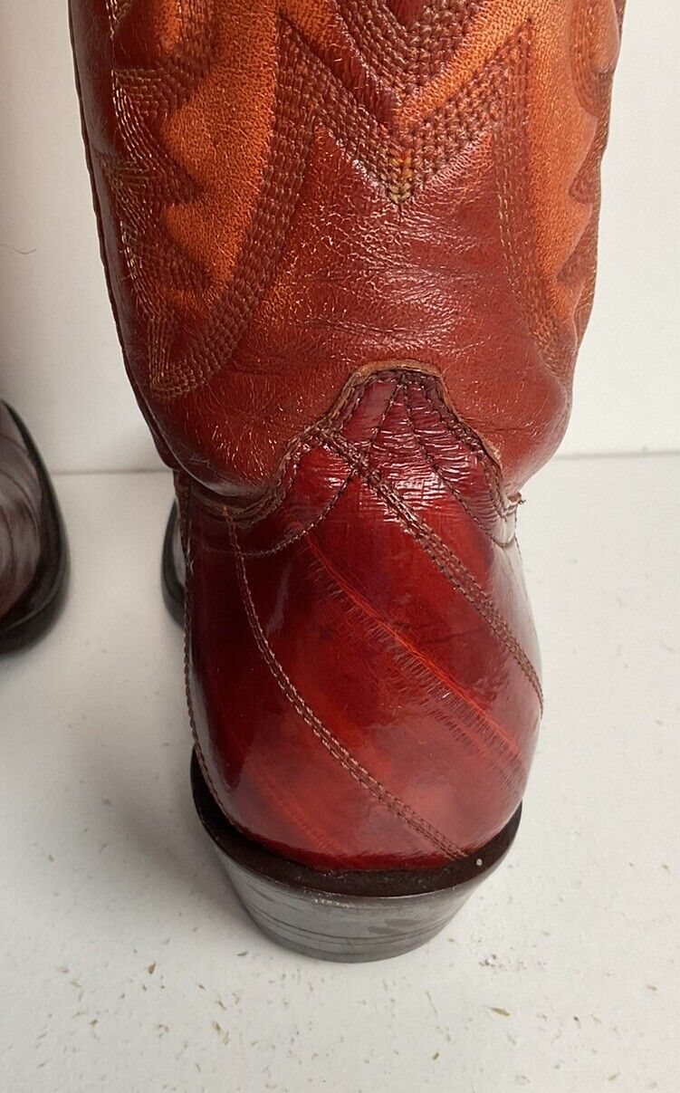 Early Corral Exotic Eel Skin Cowgirl Boots 7 M Cognac