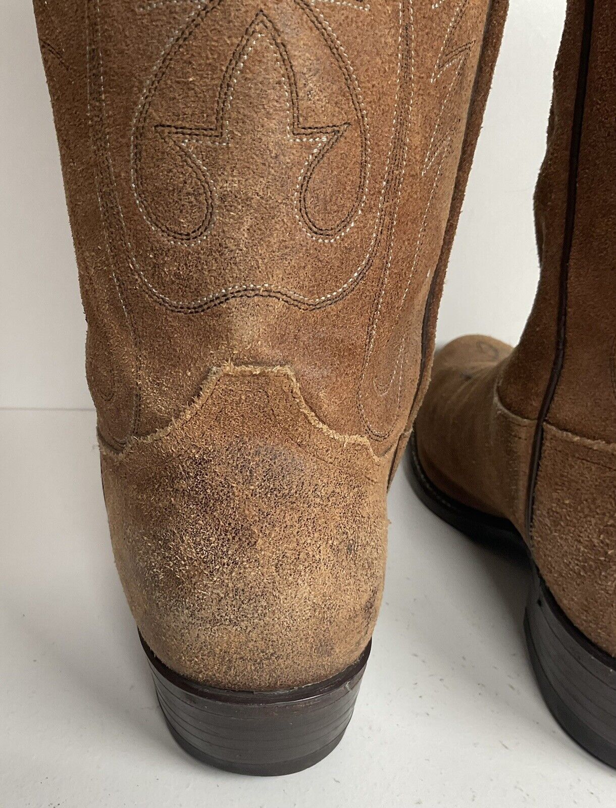 Tony Lama Full Rough Out Suede Cowboy Boots 12 D USA Made