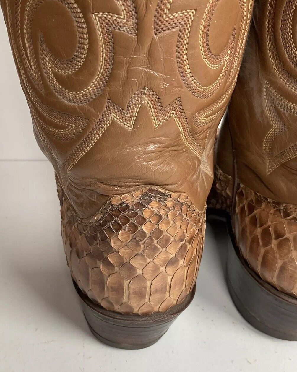 Vintage Justin Back Cut Python Snakeskin 8.5 D USA Made